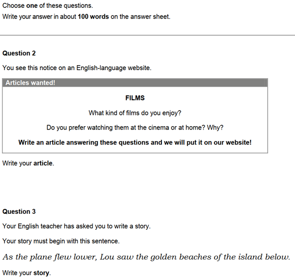 Writing Exam | Part 2 | Cambridge B1 - digbi.net